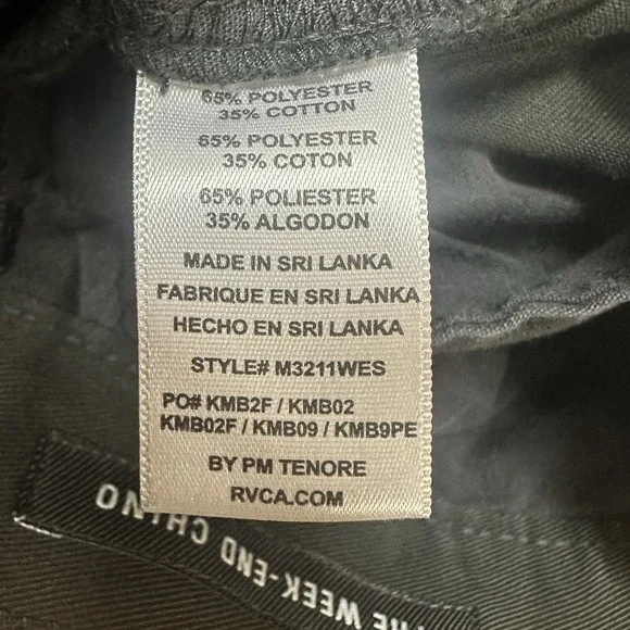 RVCA Men's 29 The Weekend Stretch Chino Short Shorts Black Casual 9in Inseam - Picture 8 of 9